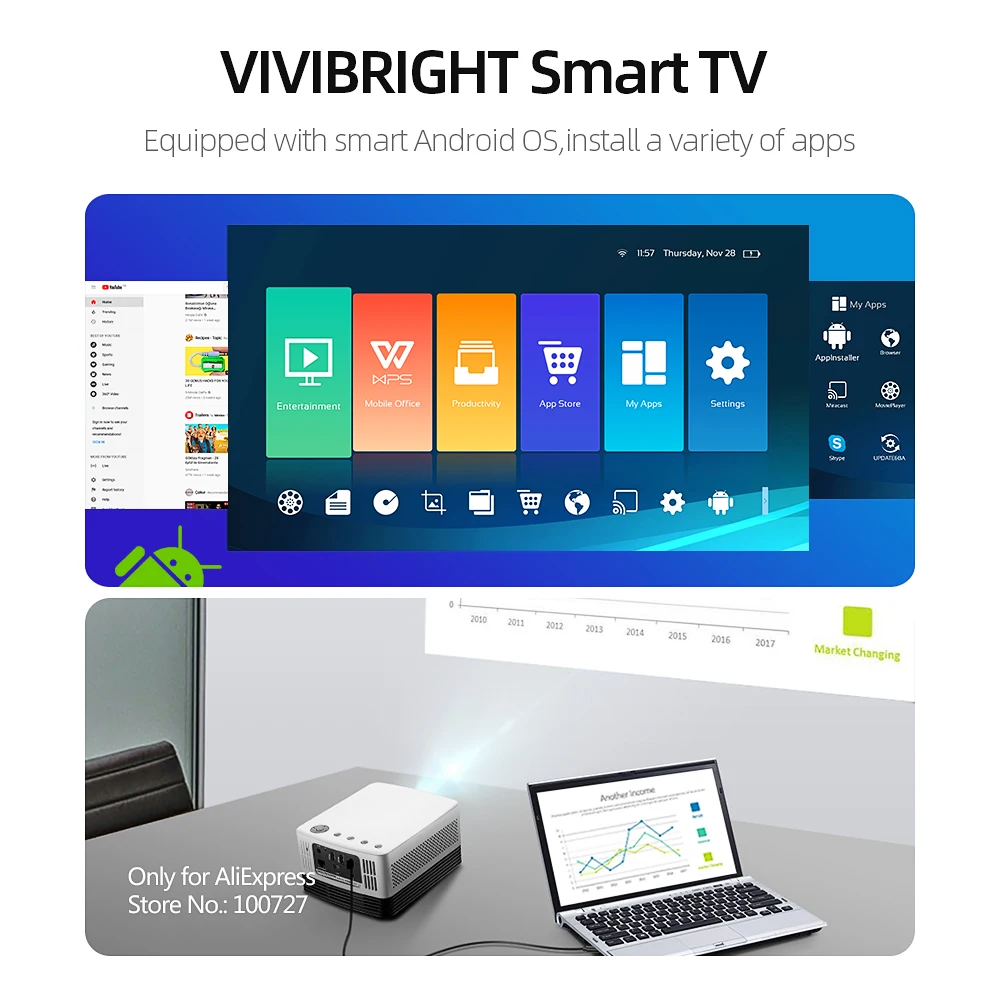 VIVIBRIGHT projektor full hd J20, 1920*1080 P, Android WIFI, bateria 18000 mAH, przenośny projektor dlp. Obsługa 4K 3D Beamer VIVIBRIGHT projektor full hd J20, 1920*1080 P, Android WIFI, bateria 18000 mAH, przenośny projektor dlp. Obsługa 4K 3D Beamer