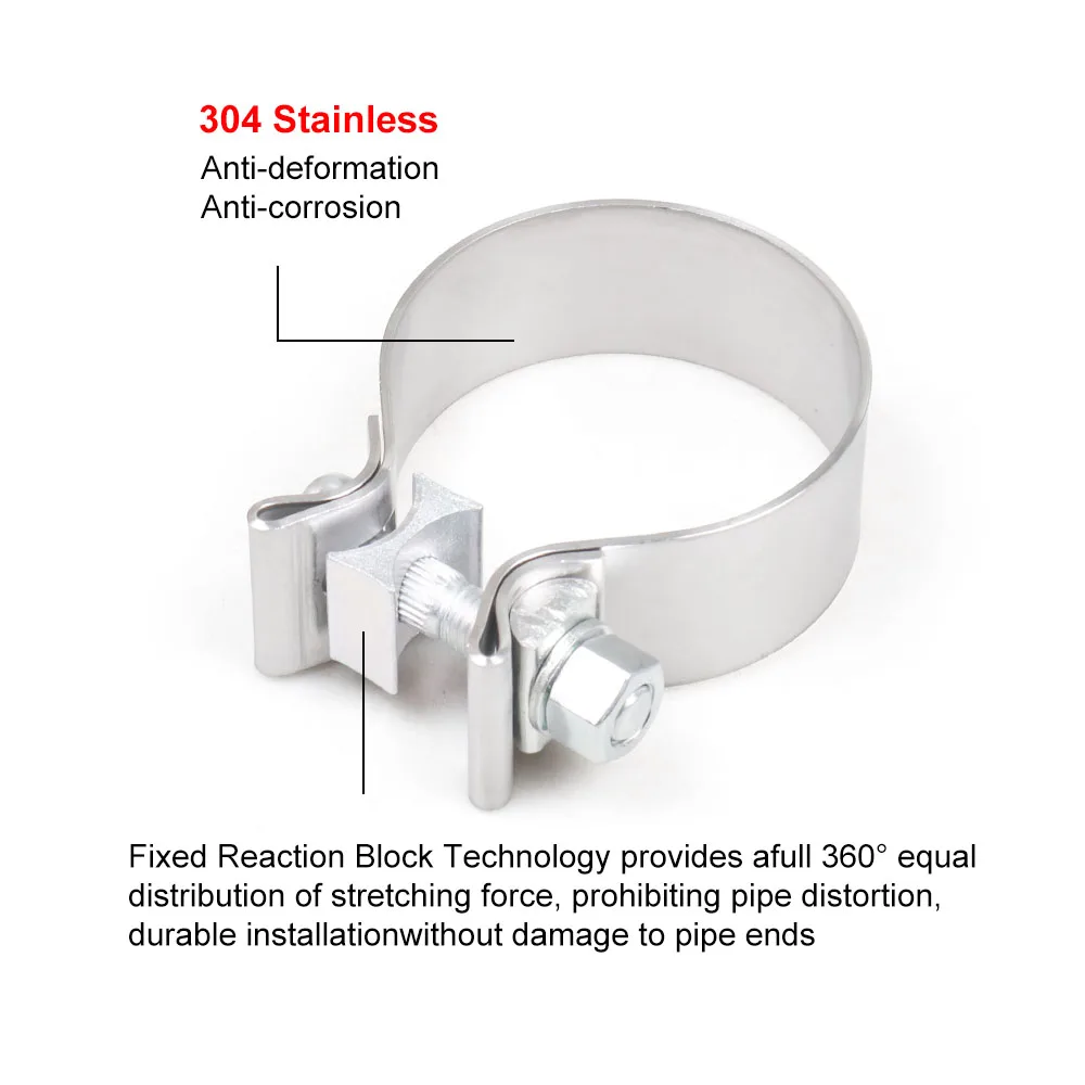 304 Stainless Steel Accuseal Clamp Butt Joint Narrow Band Exhaust Seal Clamp Exhaust Sleeve 2.0" 2.25" 2.5" 2.75" 3.0"
