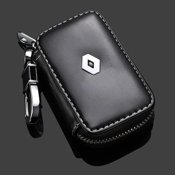 

Leather Car Remote Key Case Cover Wallet Buckle Keychain For Renault Koleos Kadjar Scenic Megane Sandero Grand Imitation QM5 QM6