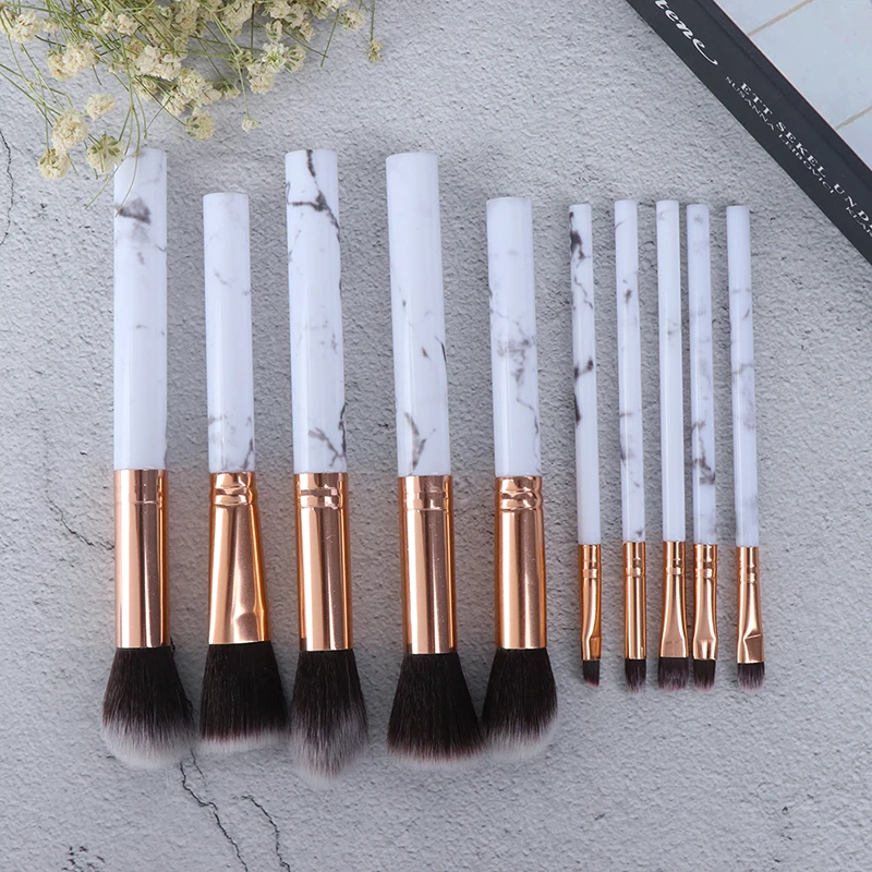 NEW 10PCS Marble Makeup Brushes Sets Women Glitter Beauty Tools Foundation Powder Cosmetic Blush Eyeshadow Make Up Brush