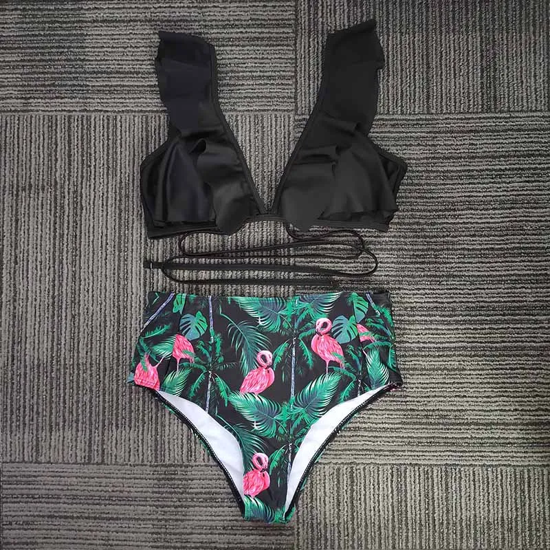 H2f0e5629cc4841c8accddcde3393324bB 2019 Sexy High Neck Bikini Swimwear Women Swimsuit Push Up Bathing Suits Beach Wear Brazilian Bikini Set Maillot de bain femme