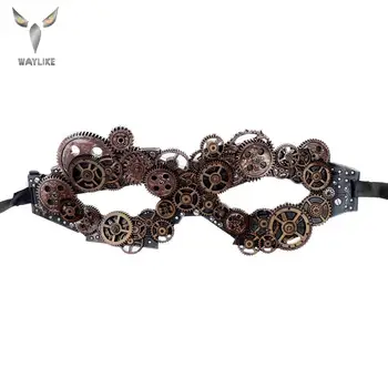 

Waylike Halloween Vintage Steam Punk Eye Face Decor Masque Women Masquerade Gear Steampunk Eye Mask For Halloween Party