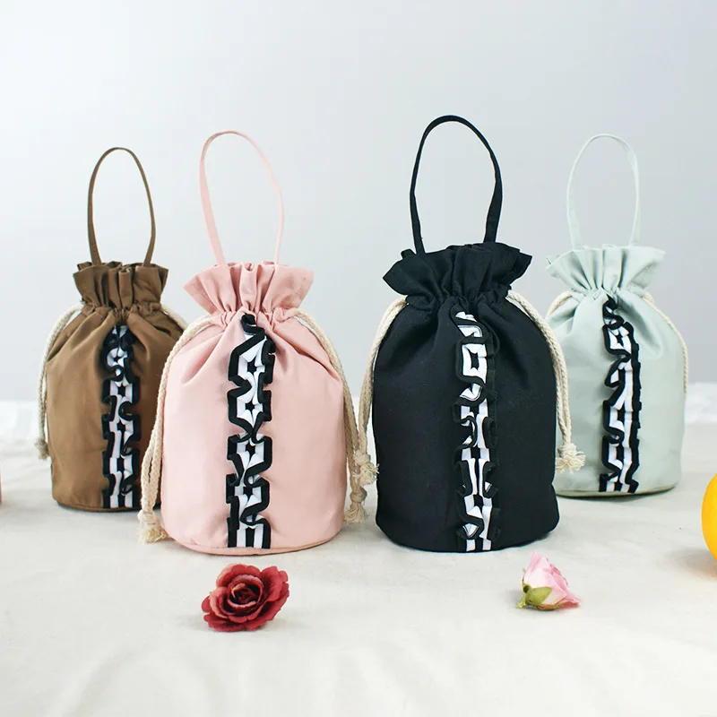 Сумка для хранения, импортные товары, парусиновая портативная универсальная сумка для хранения, защитный чехол в стиле девчачье, ручная сумка-ведро со шнурком