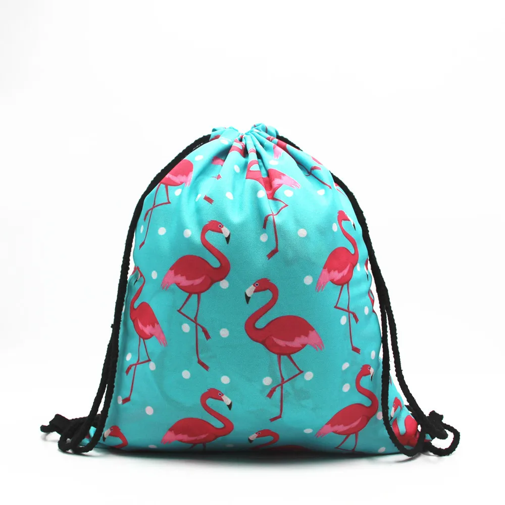 

New Style 3D Digital Printing Drawstring Bag Backpack Bag Unicorn Shopping Storage Drawstring Backpack