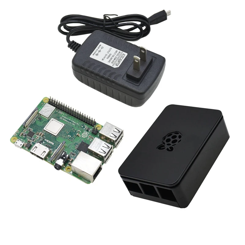 Для Raspberry Pi 3 Model B + (Plus) + Abs чехол + 5V 3A Мощность адаптер с поддержкой Wi-Fi и Bluetooth Декодер каналов кабельного телевидения штепсельная вилка