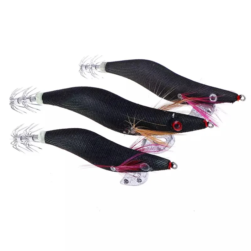 1Pcs Artificial Wood Shrimp Lure Black Quid Jig Hooks 2.5# 3.0# 3.5# Rattle Luminous Octopus Cuttlefish Pesca Fishing Tackle