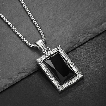 

Dark Black Army Card Pendant Necklace For Women Mens Hip Hop Punk Long Stainless Steel Chain Necklaces Gold Color Jewelry