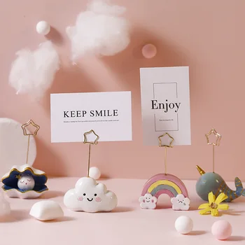 

Kawaii Card Memo Clip Resin Rainbow Cloud Ocean Shell Diy Family Photo Decoration Clips Desk Decorative Gadget Ornament