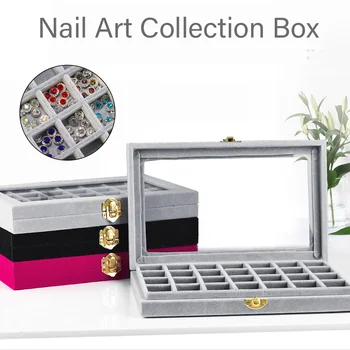 

DropShipping flannel makeup organizer Storage Boxes Nail Art Manicure Tools Jewelry Beads Display Storage Case Organizer Holder
