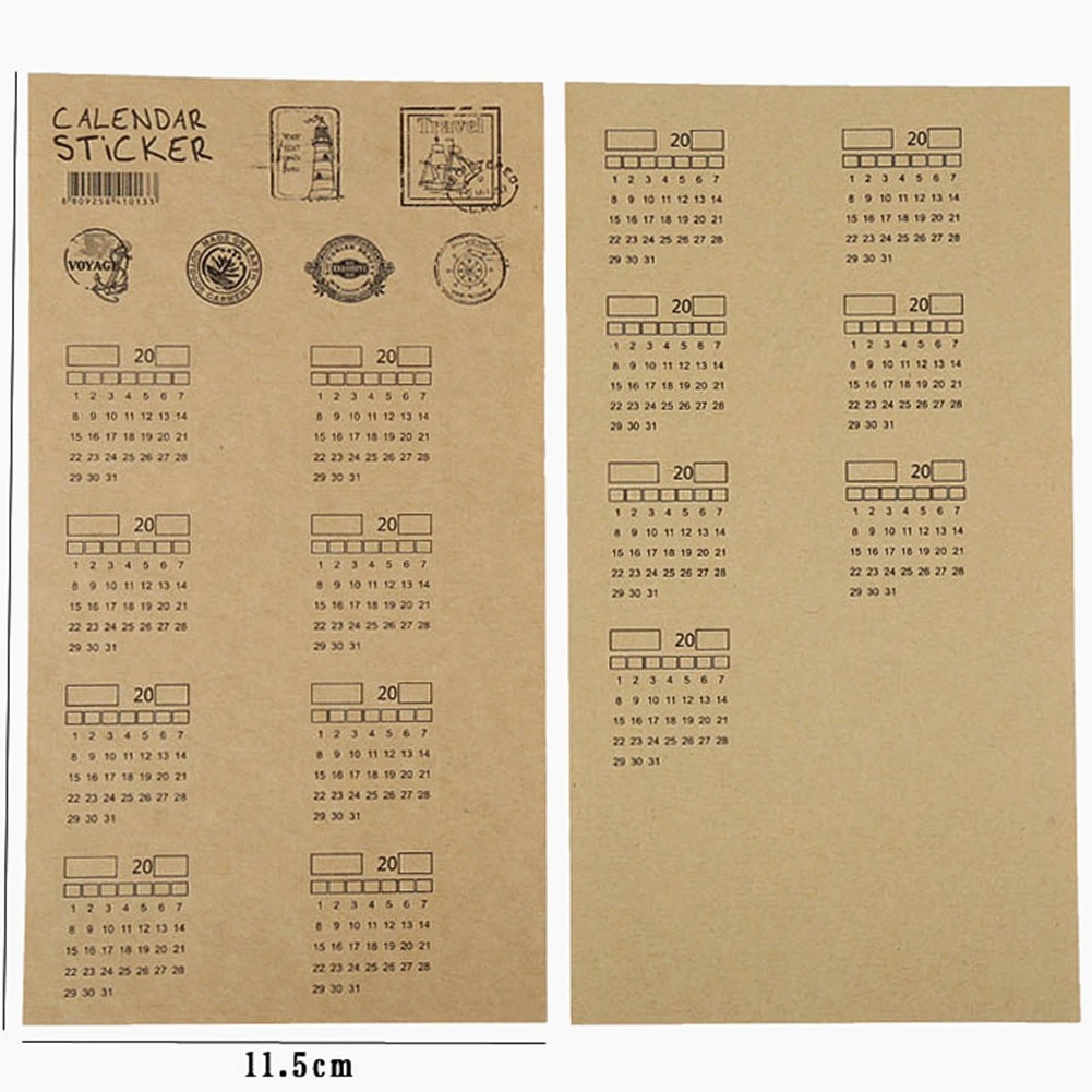 20 листов,, крафт-бумага, рукописный календарь, записная книжка, индексная этикетка, наклейка, календарь, органайзер для стикеров, канцелярские товары