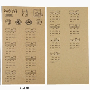 

20 Sheets Kraft Paper Handwritten Calendar Notebook Index Label Sticker Calendar Sticker Organizer 2020 NEW