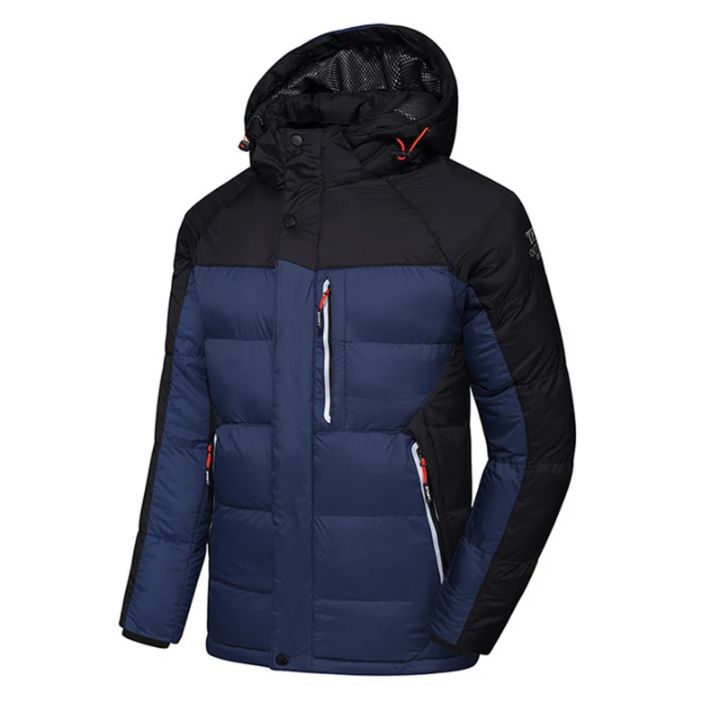 Navy Blue Мужская водонепроницаемая зимняя теплая пуховая мужская куртка, ветронепроницаемая Повседневная зимняя парка с хлопковой подкладкой, Мужская Утепленная ветровка - Цвет: Navy Blue