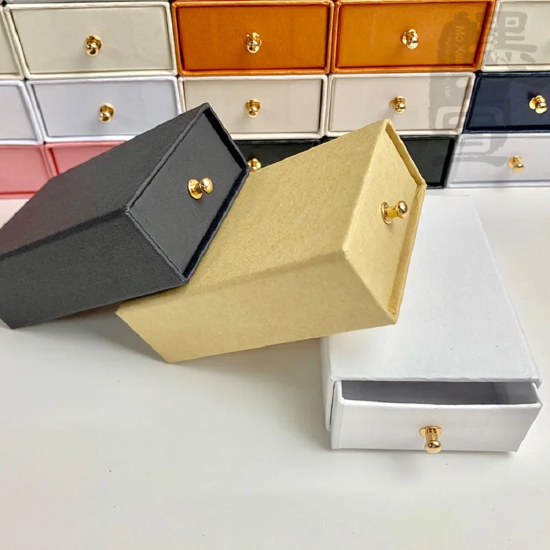 12Pcs New White Black Brown Jewelry Packaging Box Kraft Paper Favour Bulk Gift Display Boxes Bag Necklace Bracelet Box