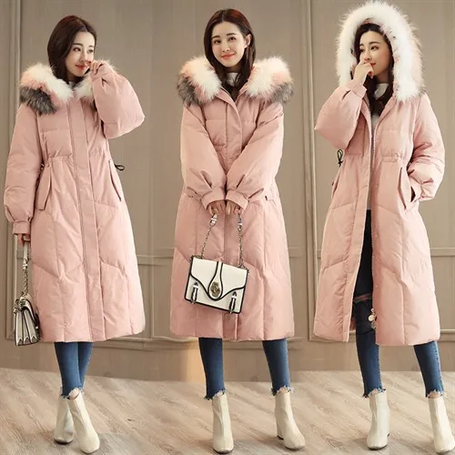 

Cotton Coat Women's Mid-length 2019 New Style Winter Versatile Hooded Large Fur Collar Cotton-padded Clothes Korean-style Studen