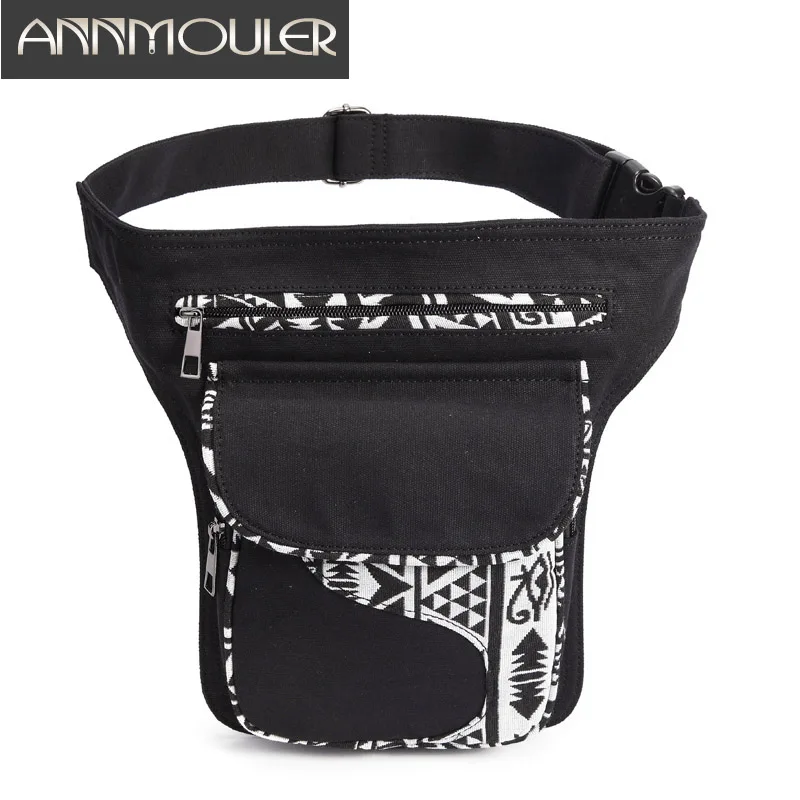 Annmouler-riñonera Vintage de gran capacidad para mujer, bolso de tela de retales para teléfono, bolsillo, cinturón ajustable