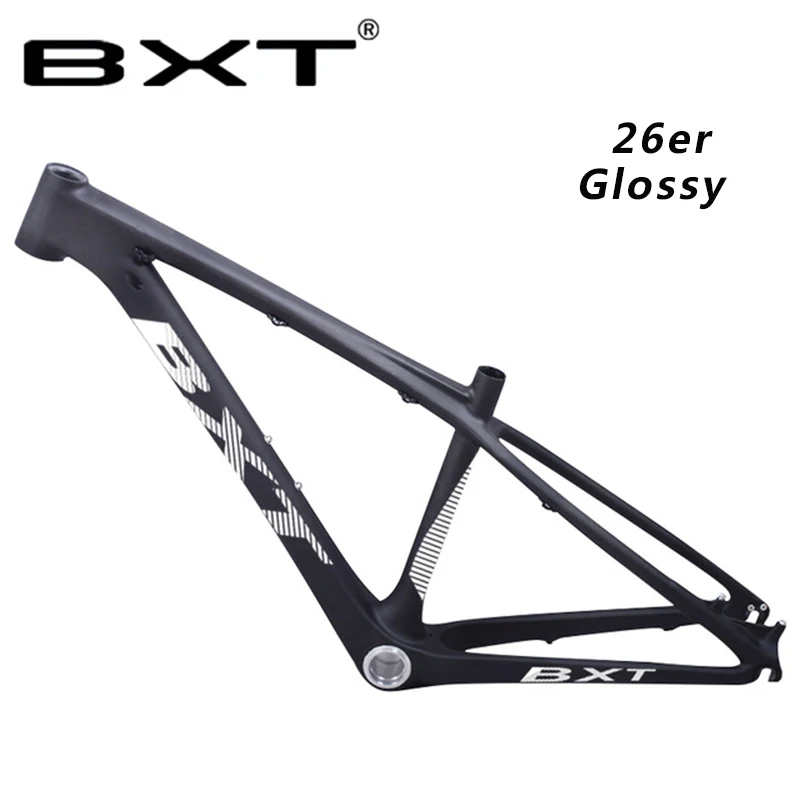 Углеродная mtb рама 26er углеродная велосипедная Рама 14 дюймов рама карбоновая для горного велосипеда 26 углеродная детская рама с гарнитурой+ зажим+ BB92 - Цвет: black Glossy
