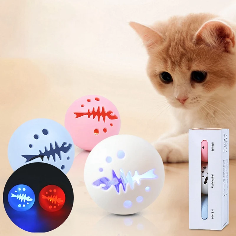 3 шт./компл. домашних животных кошка игрушка световой кошка кошачья мята СВЕЧЕНИЕ колокол котенок Интерактивная мяч