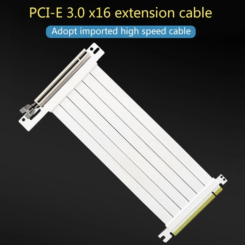 

White PCIe Riser Cable, 3.0 x16 PCI Express Riser Extender, 90 Degree GUP Riser Cable for Graphics Card Vertical Mount Updated