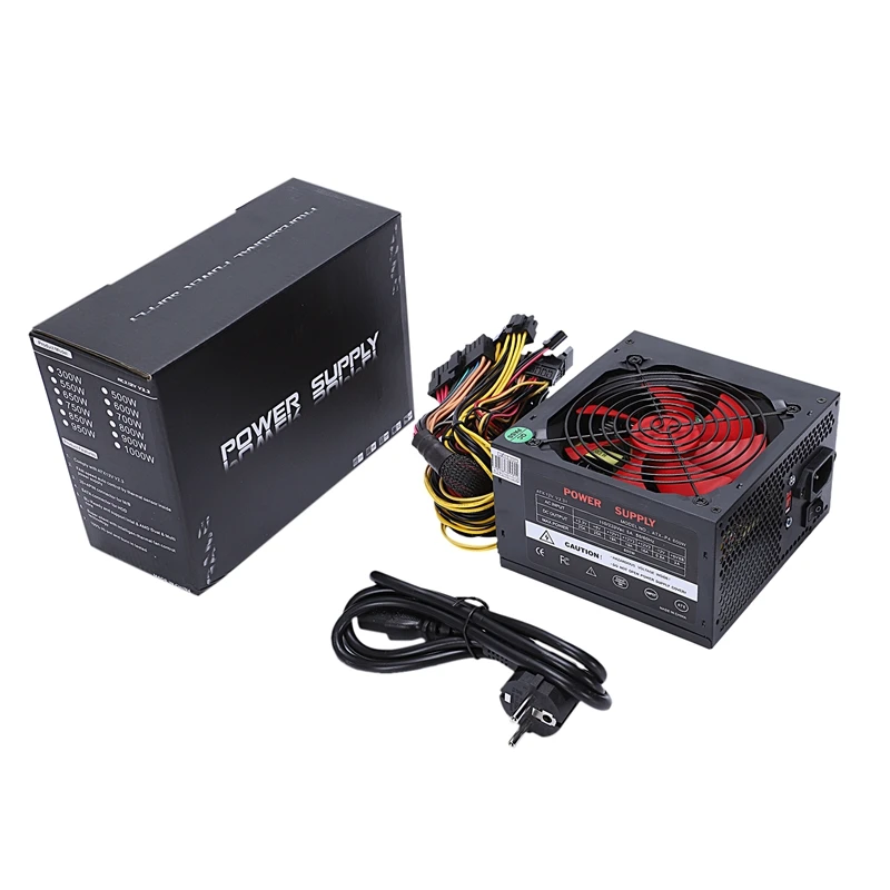 170-260 В Макс. 600 Вт блок питания Psu Pfc красный 12 см тихий вентилятор 24Pin 12В ПК компьютер Sata игровой ПК блок питания для Intel Amd Com