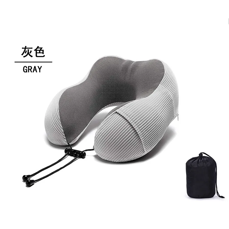 grey and bag Портативный массаж для автомобиля, самолета путешествия хлопчатобумажной ткани с эффектом памяти «Коттон мемори U формы из пены с эффектом памяти головной офис nap складная подушка на шею для мужчин и женщин - Цвет: grey and bag