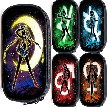 

Sailor Moon Cosmetic Bags Boys Girls School Storage Bags Large Pencil Case Tsukino Usagi Women Men Fashion Makeup Bags