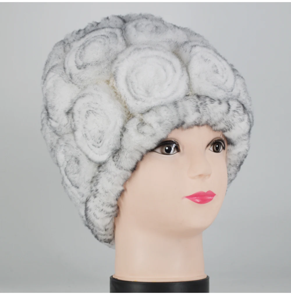 New Women Rex Rabbit Fur Knitted Hats Lady Winter Hats for Girls Skull Cap Real Fur Knitting Rabbit Skullies Beanies Female Hat