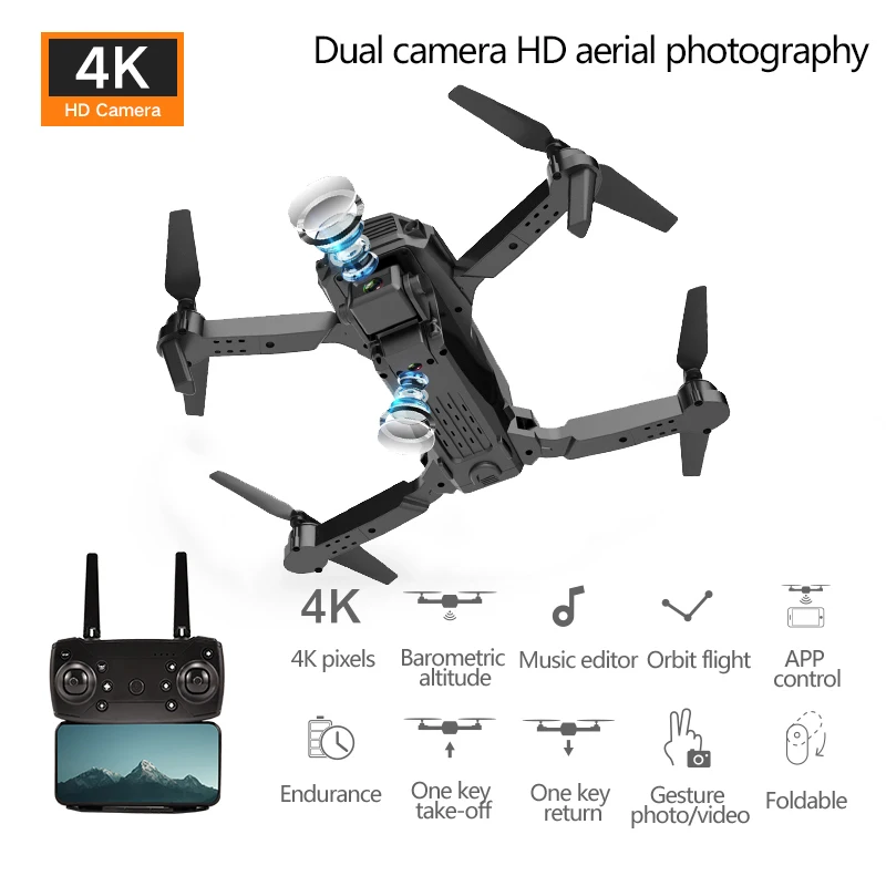 RC складной мини Дрон двойной HD камера s Квадрокоптер с широким углом 4K длительный