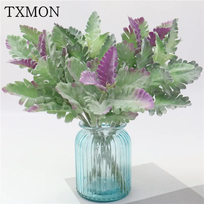 Ветряные Серебряные Листья изумрудная посадка желудь листья украшение для дома