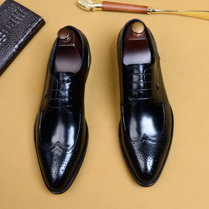 

MEN'S Leather Shoes Varved Leather Shoes Men's Formal Wear MEN'S Leather Shoes Men's Business Shoes England Large Size Shoes