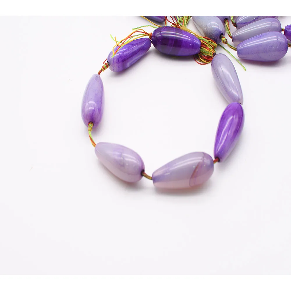 49x20mm Natural water drop Dream purple stripe Agate stone beads For DIY Bracelet Necklace Jewelry Making Strand 15