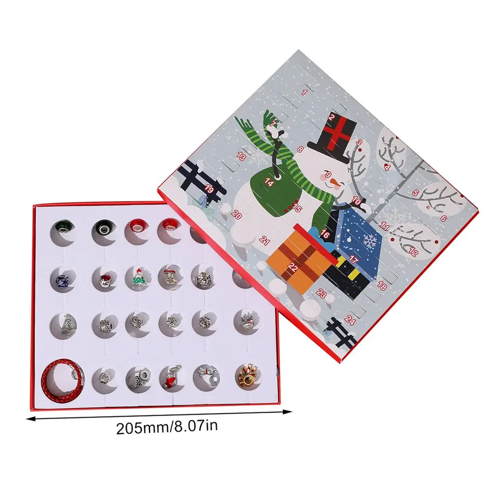Christmas Ornaments Children'S Gift Box Countdown Calendar Gift Box Advent Leather Rope Bracelet Set