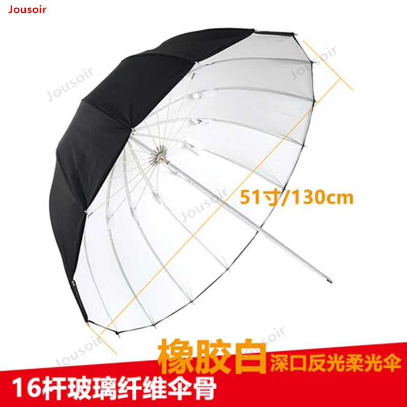 130 см черный и белый глубокий парабола резиновый отражающий зонт светоотражающий мягкий свет фотография 16 волокна кости CD50 T03