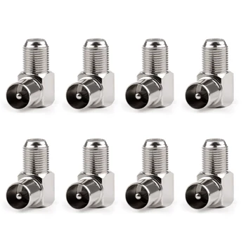 

Artudatech 8Pcs F-Type Female to Male PAL RF Aerial TV Antenna Cable Plug Right Angle Adapter Jack Connector Parts