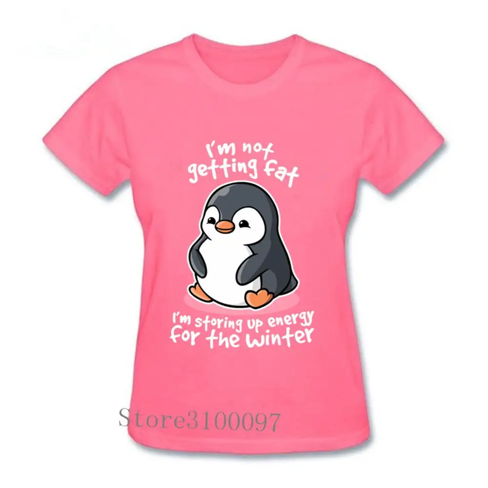 Gemuk Lucu Penguin Pink T Shirt Wanita 