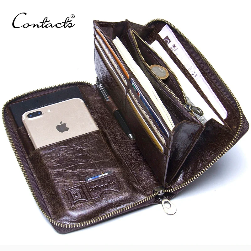 Luufan portafoglio lungo in vera pelle di alta qualà Bifold borsa da