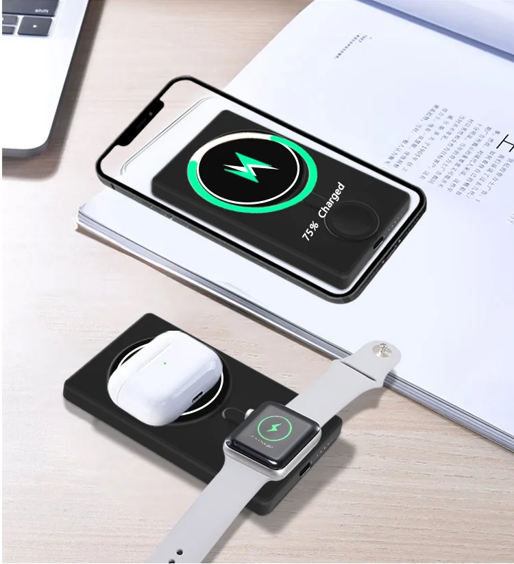 pebble power bank 3 in 1 Magnetic Fast Charging Wireless Charger Power Bank For iPhone 13 12 Pro Max Mini Powerbank For Apple Watch Chargers best portable charger for iphone