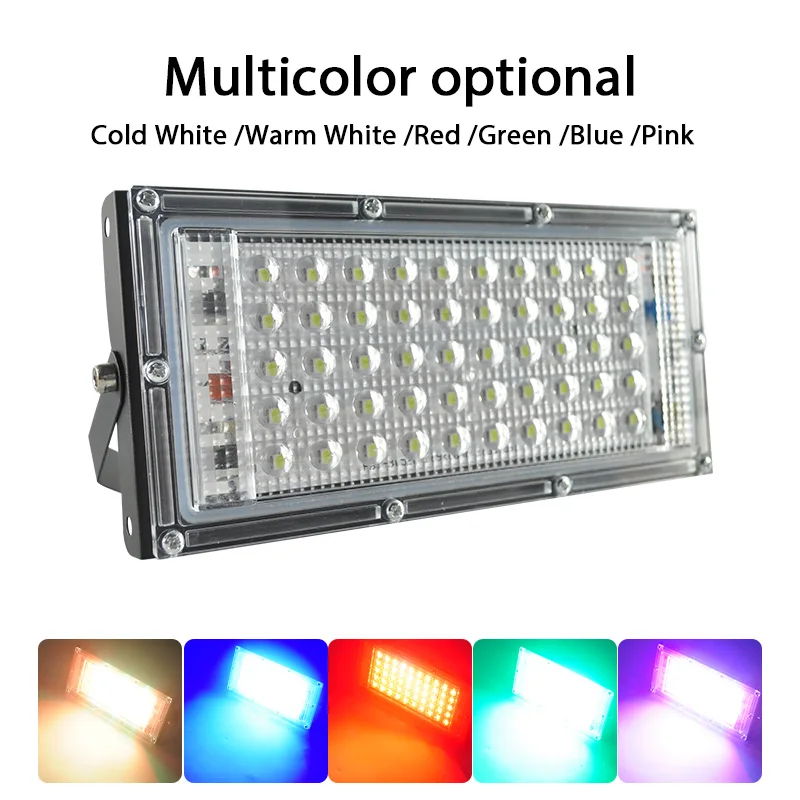 2 шт. светодиодный прожектор светильник 50W RGB led наружные прожекторы светодиодные лампы AC 220V 240V COB чип светодиодный уличный фонарь водонепроницаемый IP65 открытый светильник инж
