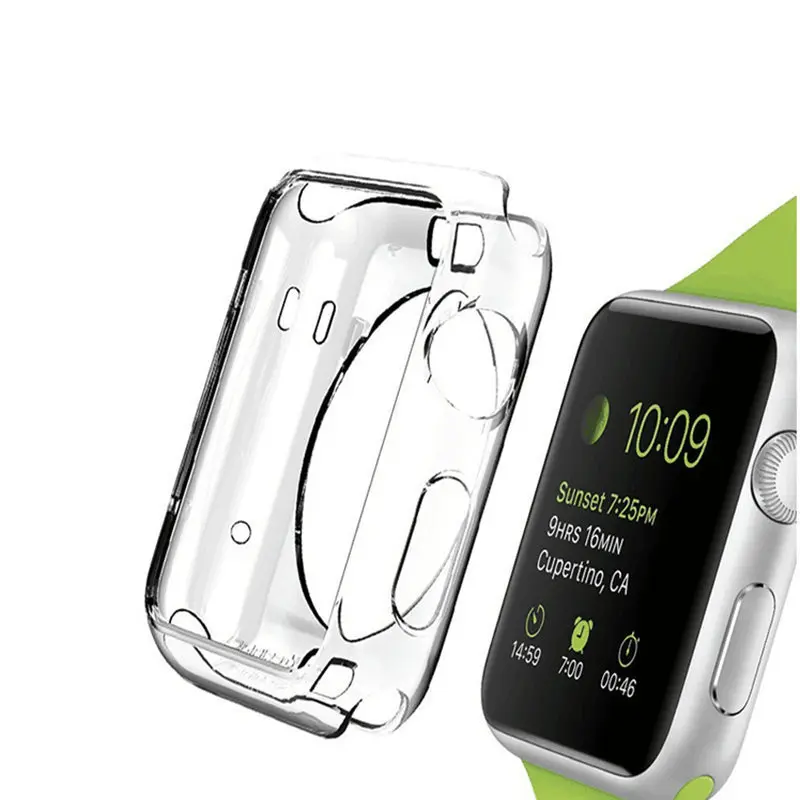 200 шт модный прозрачный Ультратонкий Мягкий ТПУ чехол для Apple Watch Series 4 3 2 1 40 мм 44 мм 38 мм 42 мм противоударный прозрачный чехол