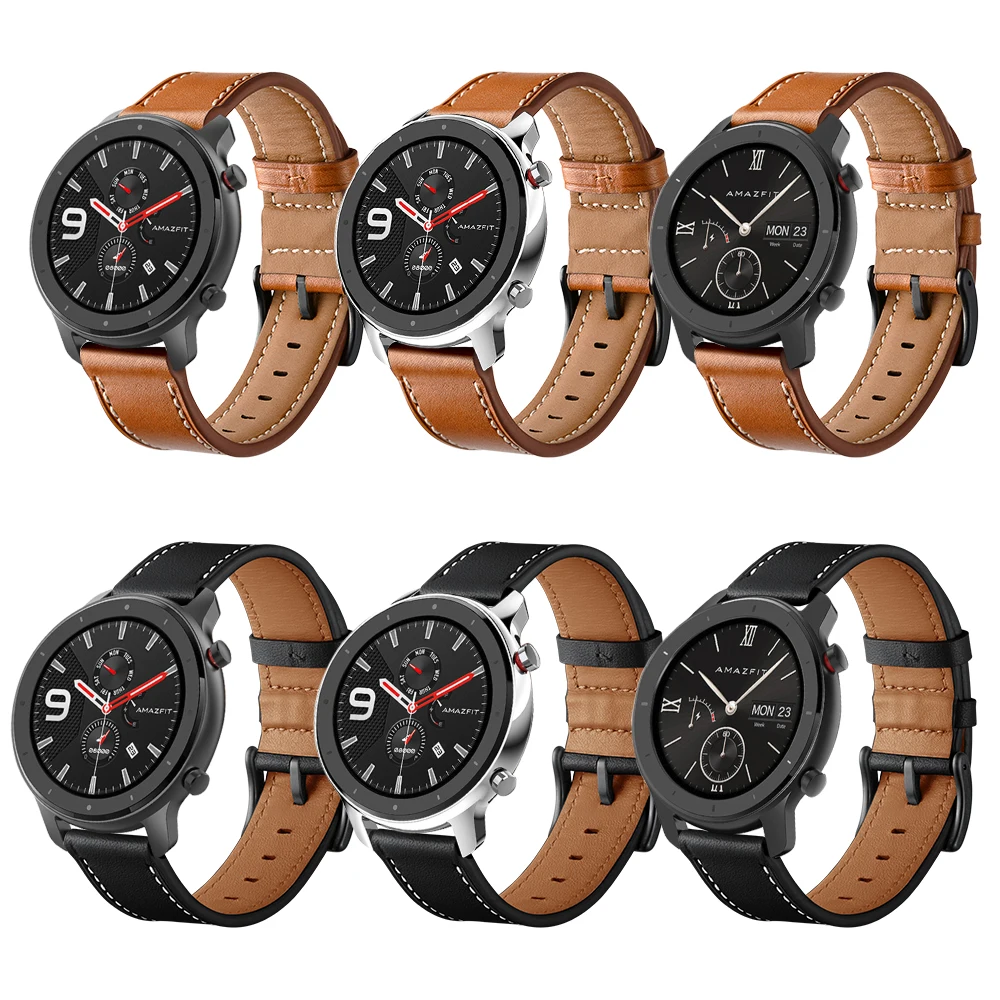 20 22mm Leather Smart Band Bracelet For Garmin Active Replacement Watch Band For Huawei amazfit Samsung Watch Strap Accessories