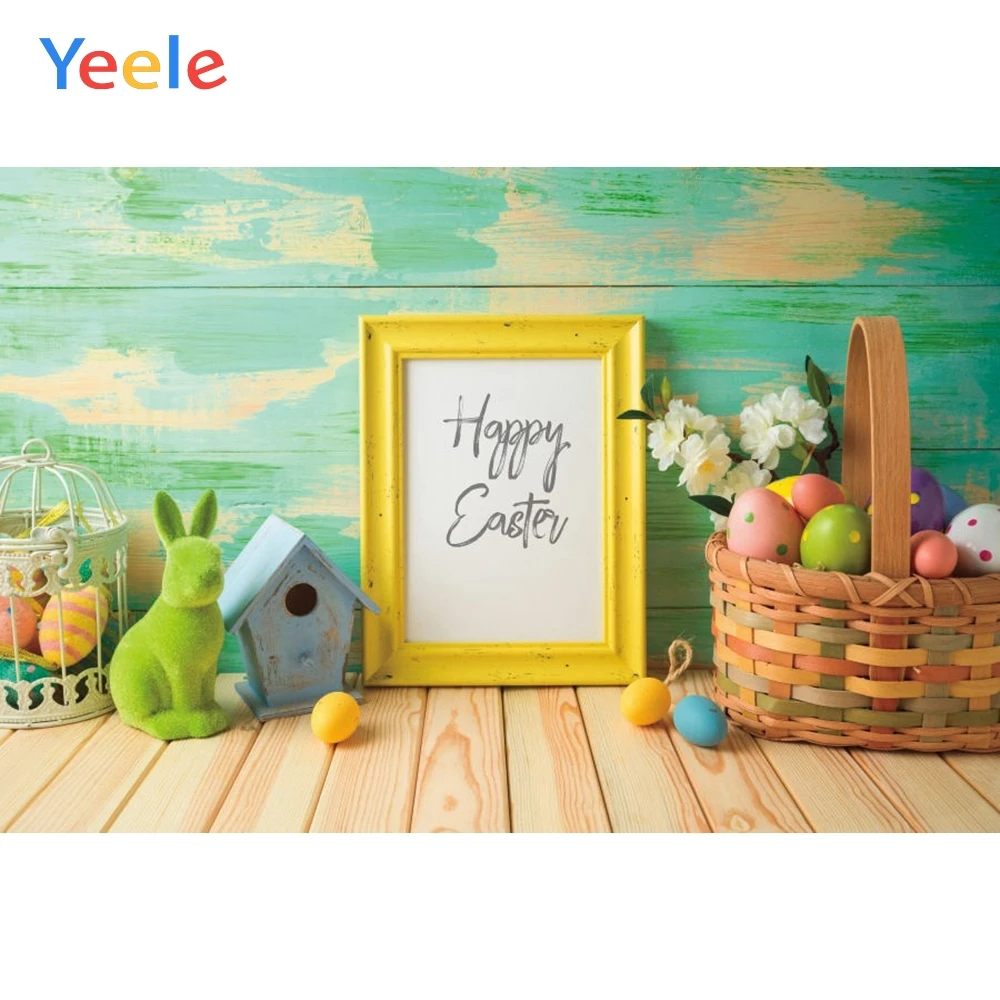 

Spring Easter Eggs Wood Board Floor Flower Birdhouse Baby Portrait Backdrop Photography Background For Photo Studio Photophone