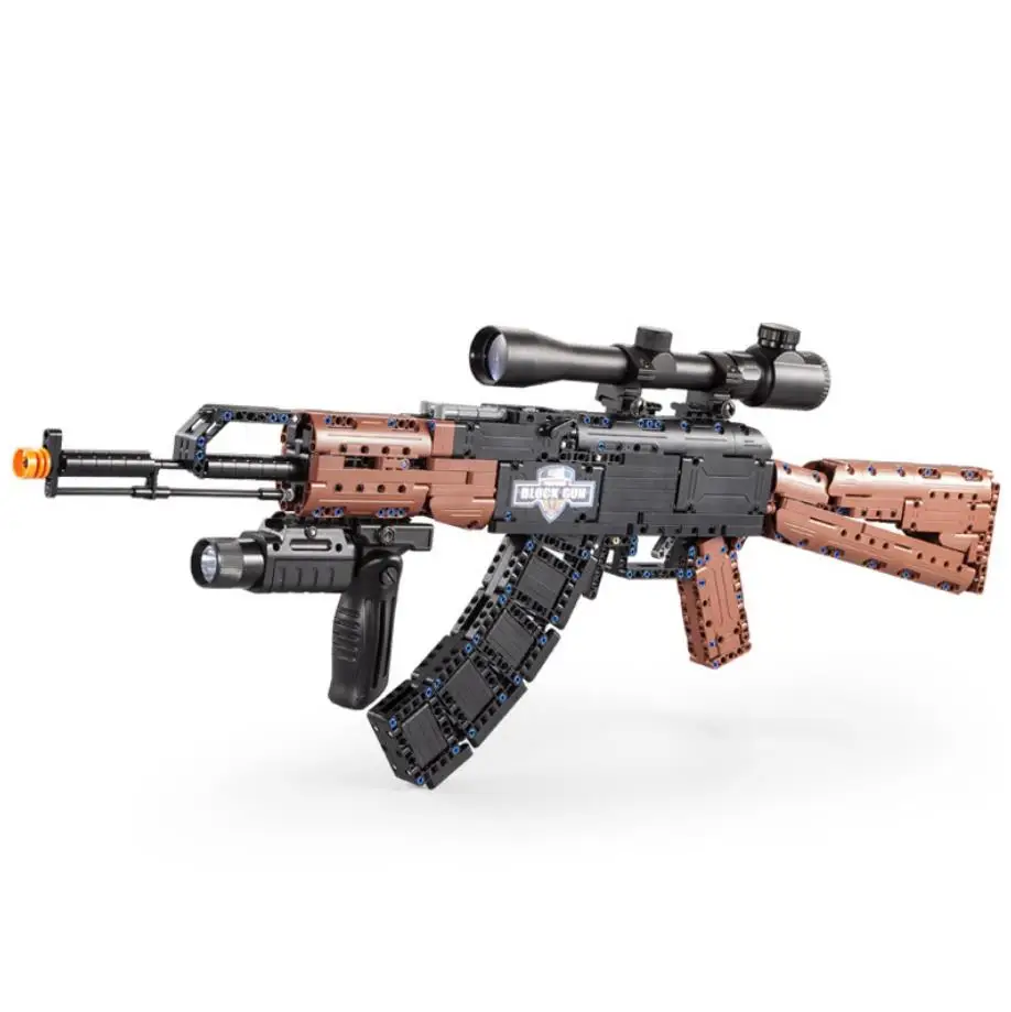 Современная военная игра, кирпичи, строительный блок ww2 AK47, винтовка с прицелом, блоки для оружия, игрушки с мягкими пулями