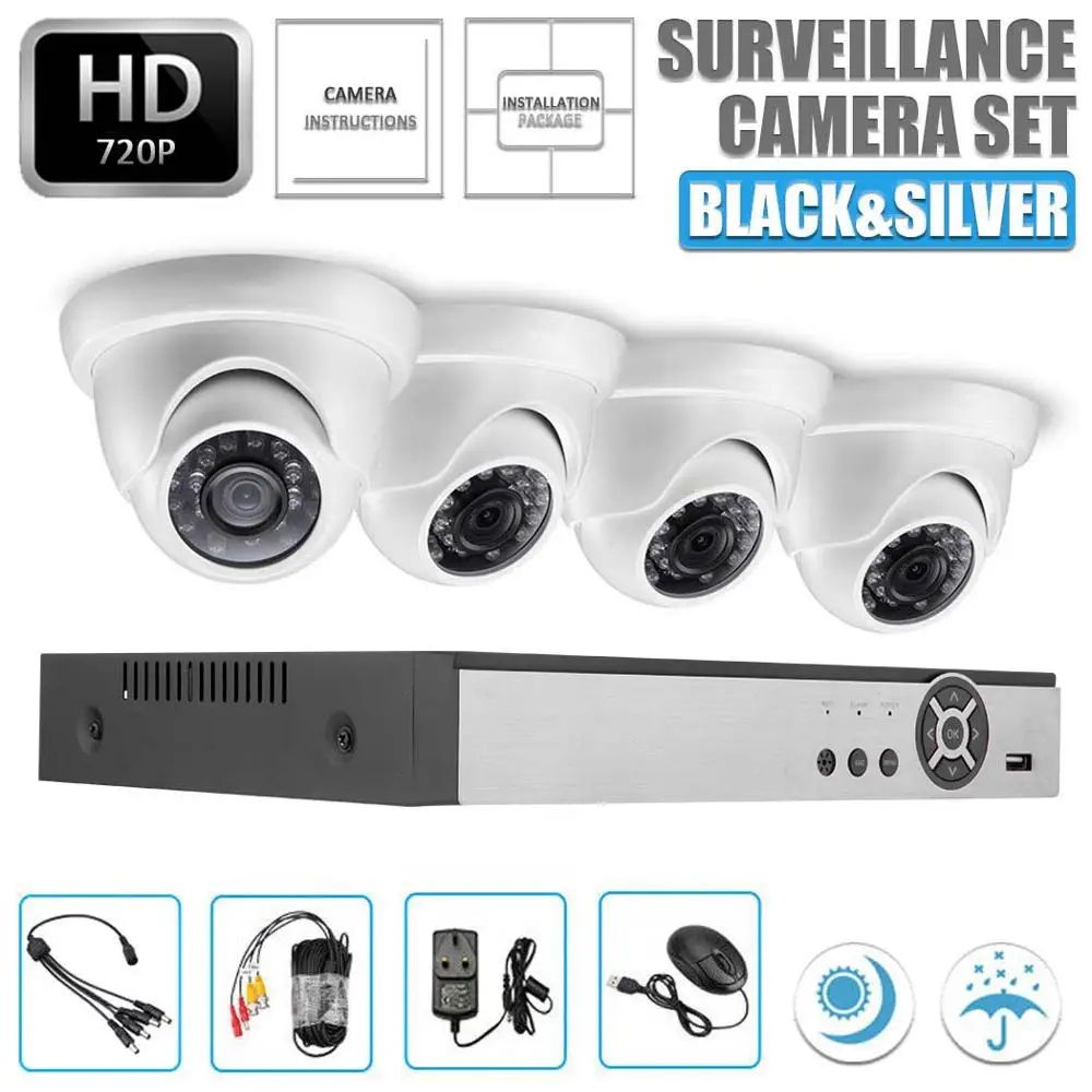 

DVR Kit security 4 camera system home cctv video recorder hd 4ch security mini Monitor detection dvr night motion sensor 1080P
