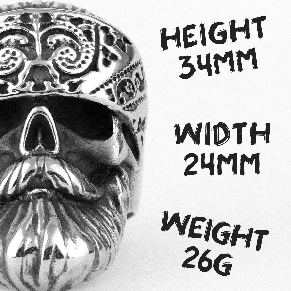 Stainless Steel Ring Big Beard Hippie Skull Mens Rings Punk Hip Hop Cool for Male Boyfriend Biker Jewelry Creativity Gift stainless steel ring,finger ring