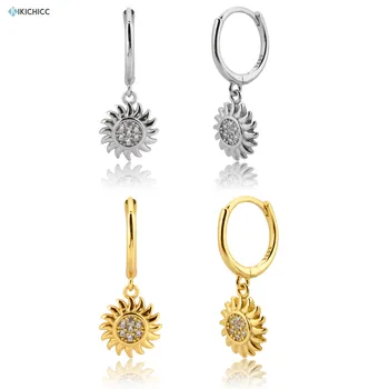 

Kikichicc 925 Sterling Silver Sunflower Drop Earring 8.5mm Drop Earring Piercing Pendiente Jewelry For Women2020 Fashion Jewelry
