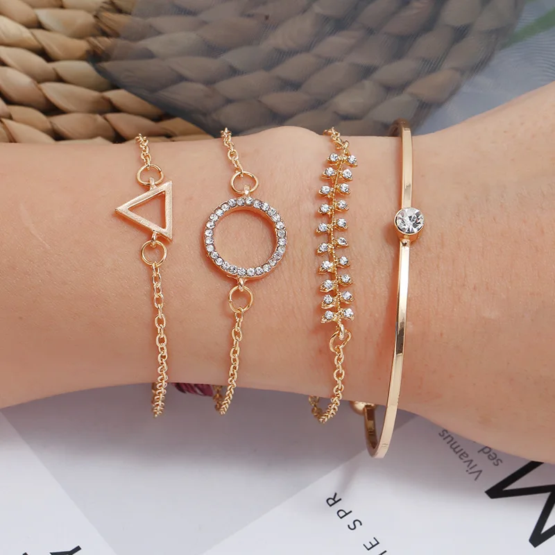 Европейский и американский стиль, простой вязаный браслет, аксессуары, темперамент, геометрический, 4 части, костюм, браслет, женский стиль ins