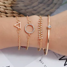 Европейский и американский стиль, простой вязаный браслет, аксессуары, темперамент, геометрический, 4 части, костюм, браслет, женский стиль ins