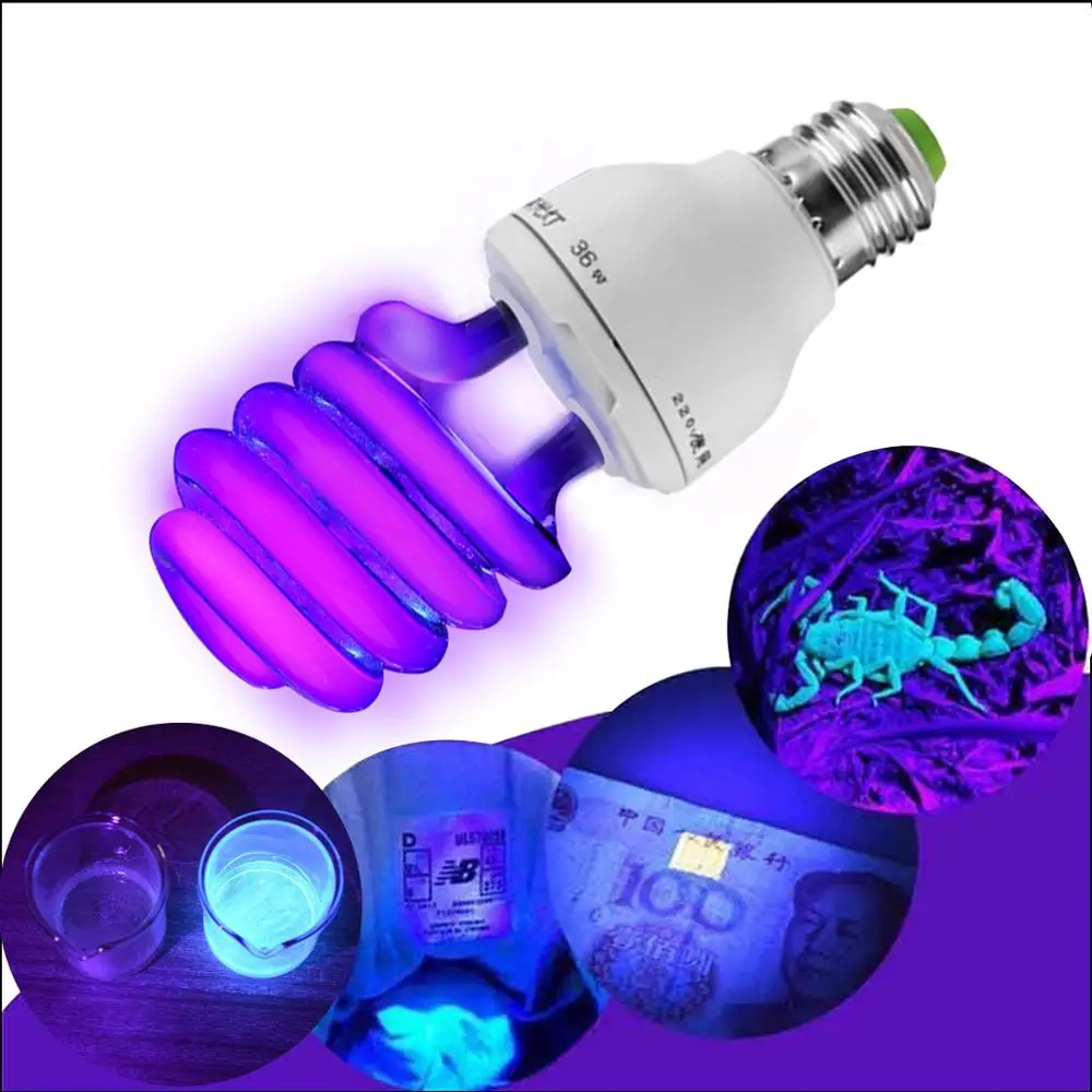 E27 220 В uv led лампы 15/20/30/36/40 Вт люминисцентные ЛАМПЫ лампочка cfl спиральные энергосберегающие черный светло-фиолетовые лампа ультрафиолетового