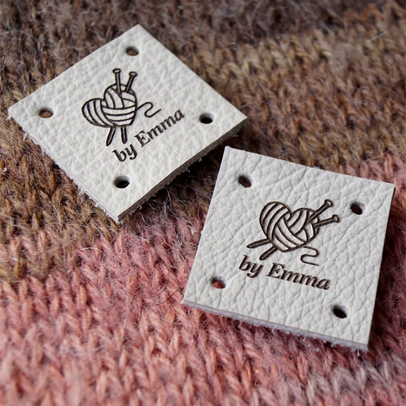 55pcs Handmade items logo Clothing labels Customize leather Sewing knittting tags branding Garment Crochet label DIY Accessories 40pcs custom handmade knittting labels with brand logo sewing leather tags for crochet clothing laser engraved garment hat label