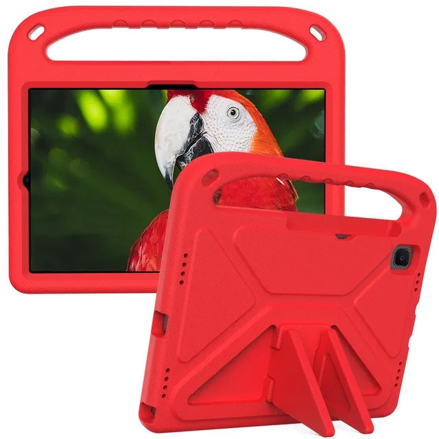 Kids Safe EVA Tablet Case For Samsung Galaxy Tab A7 Lite 8.7 2021 SM-T220 T225 Galaxy Tab A7 10.4 SM-T500 Shoulder Strap Cover Red