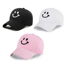 Бейсбольная кепка с вышитым смайликом, повседневная черная белая розовая Кепка-Дальнобойщик для мужчин и женщин, бейсболка s для взрослых, уличная Кепка От Солнца